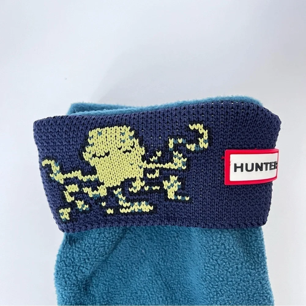 Hunter‎ Original Kids Octopus Cuff Welly Ocean Blue Socks Size Large ✔️